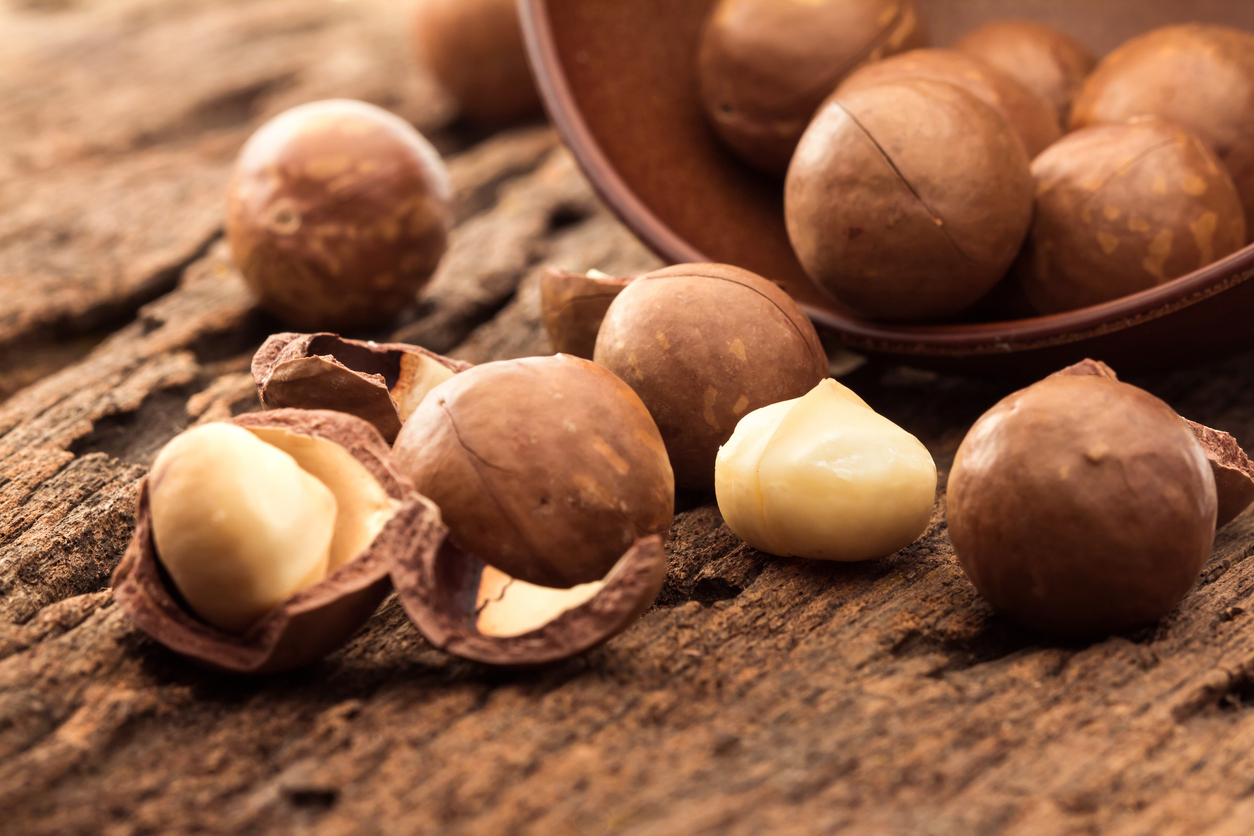 Macademia nuts being cracked